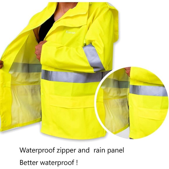 Rain Suits for Men Waterproof Heavy Duty Rain Gear Jacket Coat w/ Pants (READ) - Picture 13 of 14